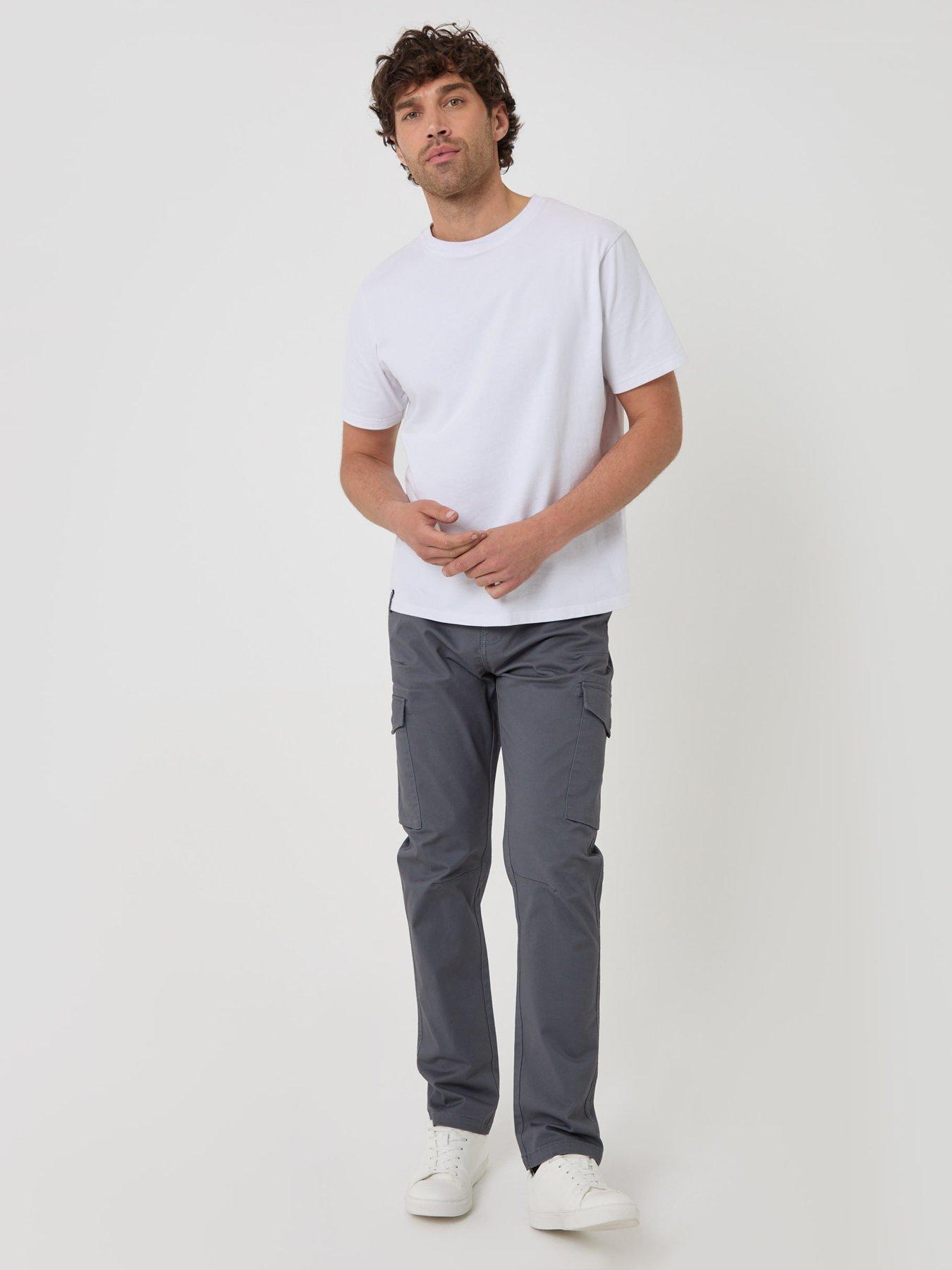 Image 3 of 4 of Threadbare Threadbare Mens Slim Fit Cargo Stretch Trousers - Dark Grey