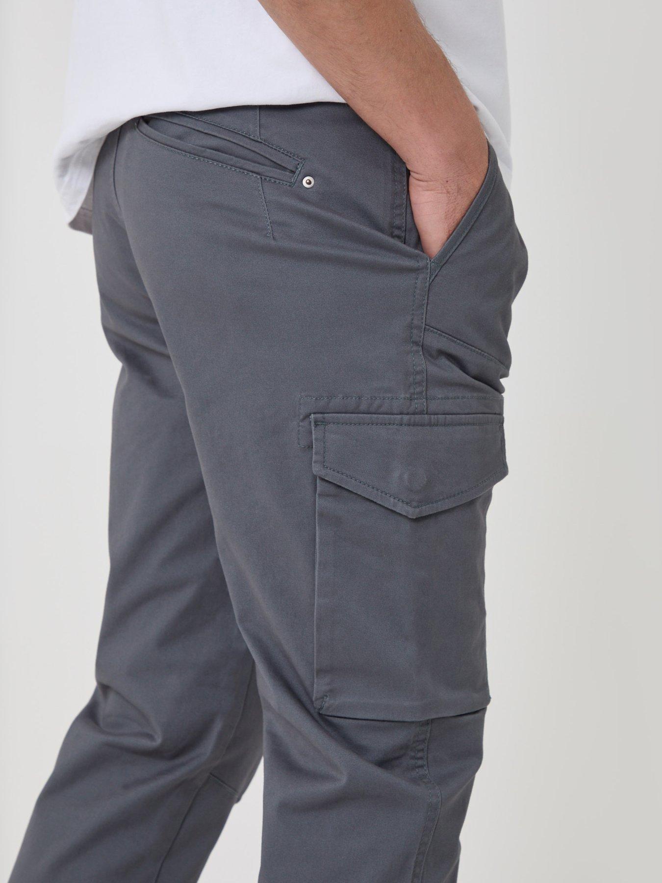 Image 4 of 4 of Threadbare Threadbare Mens Slim Fit Cargo Stretch Trousers - Dark Grey