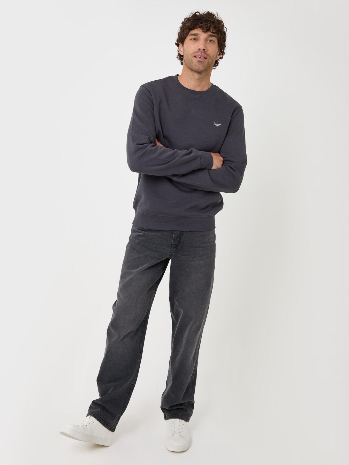 Image 3 of 4 of Threadbare Mens Cotton Rich Brushback Crew Neck Sweatshirt - Grey