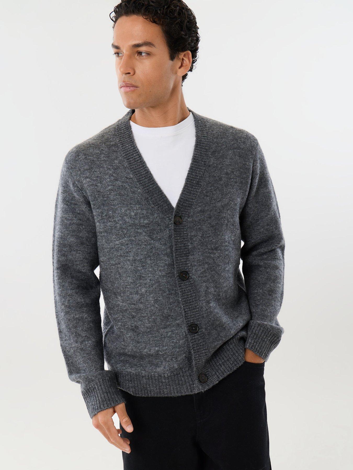 Image 1 of 6 of Threadbare Mens Cardigan Norwood - Charcoal Marl 5