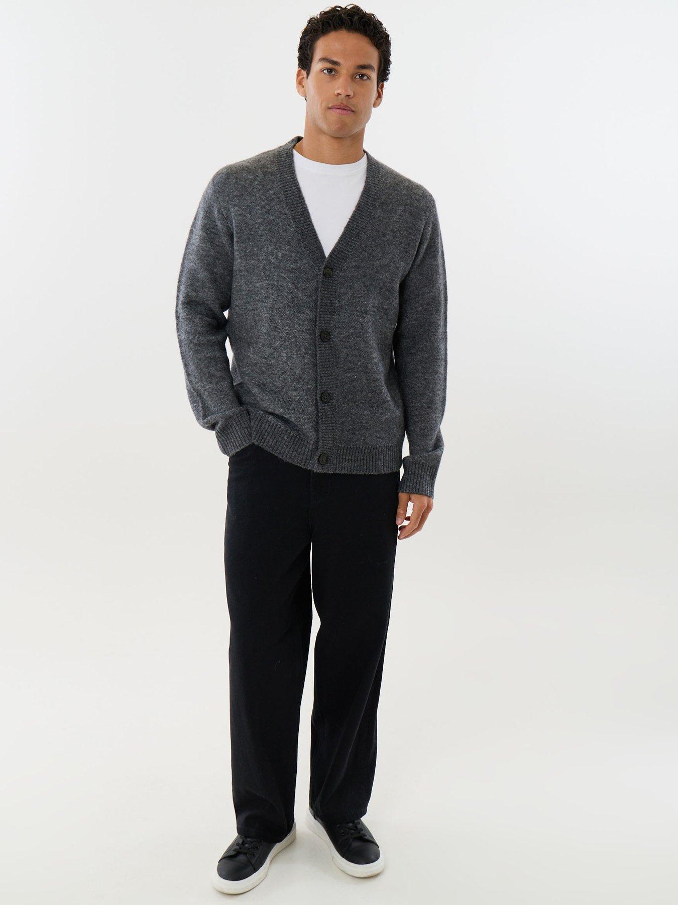 Image 3 of 6 of Threadbare Mens Cardigan Norwood - Charcoal Marl 5