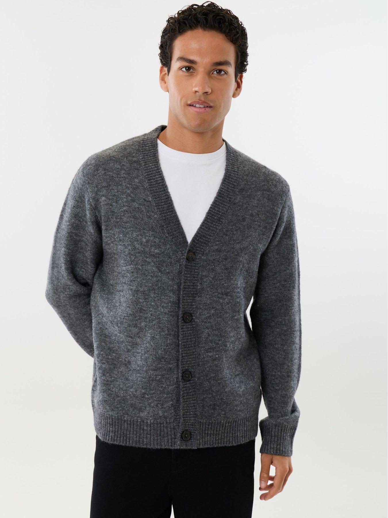 Image 5 of 6 of Threadbare Mens Cardigan Norwood - Charcoal Marl 5