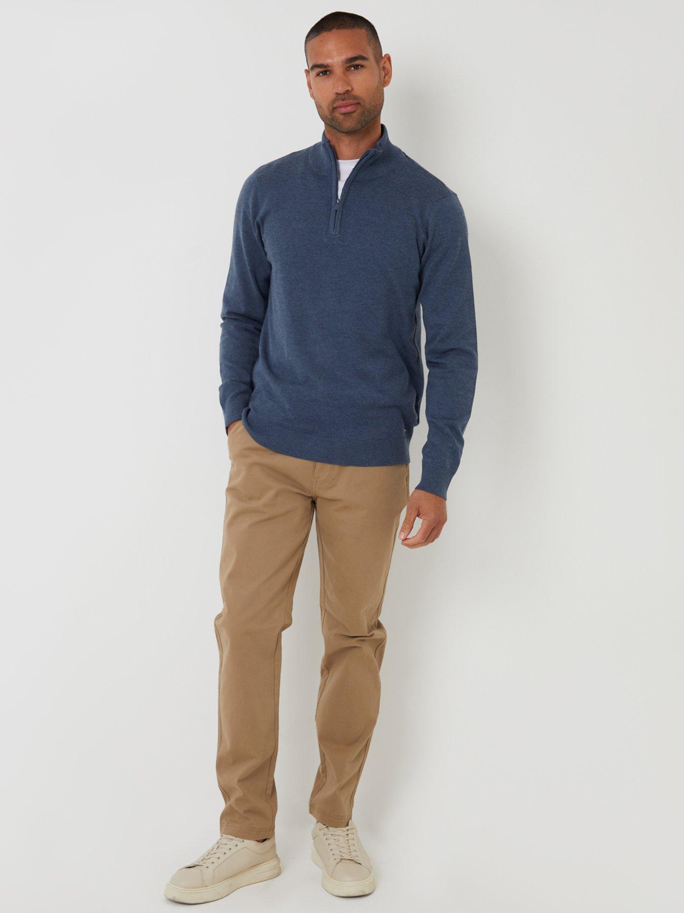 Image 3 of 4 of Threadbare Mens Quarter Zip Soft Knit Jumper - Blue