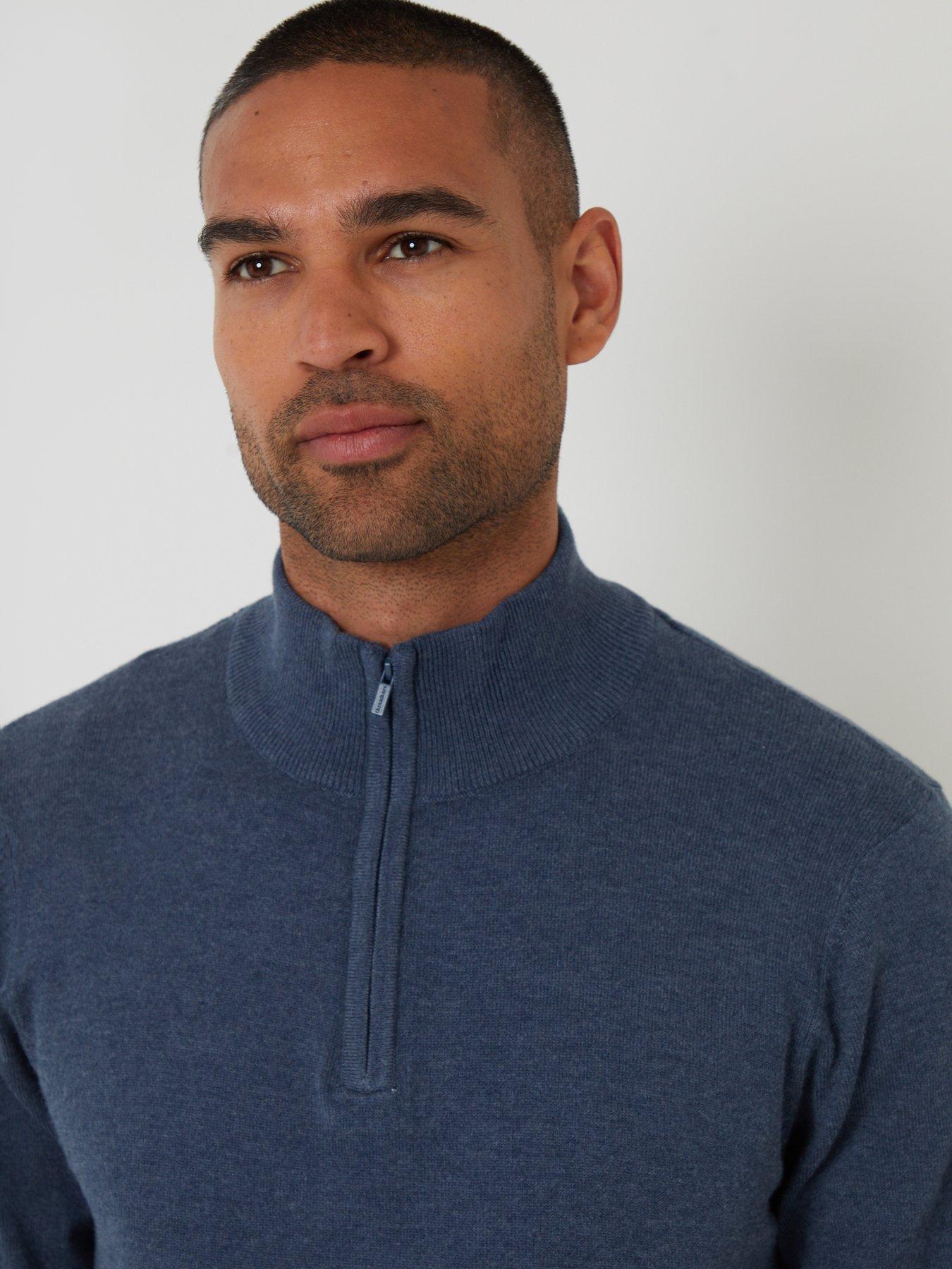 Image 4 of 4 of Threadbare Mens Quarter Zip Soft Knit Jumper - Blue