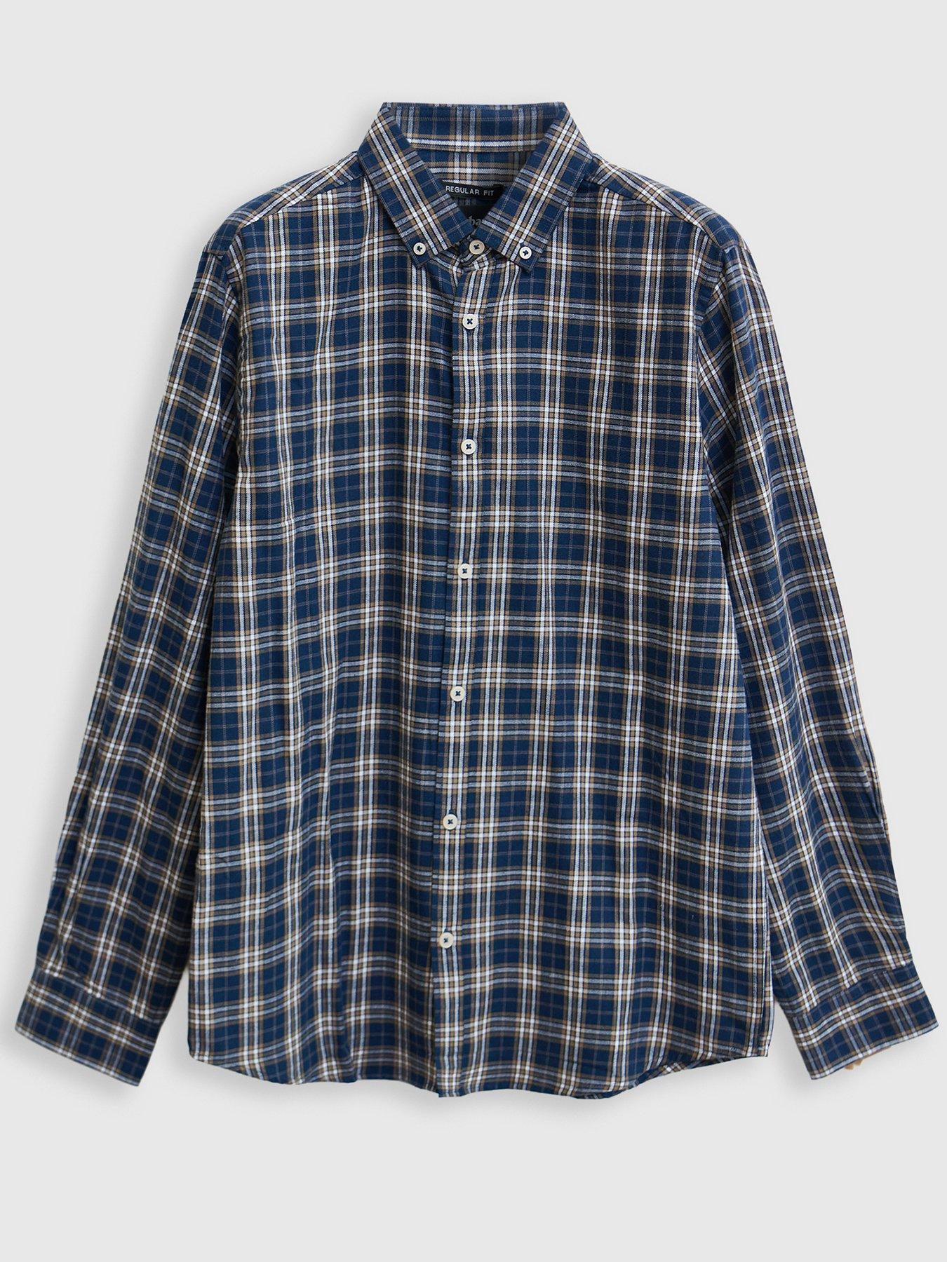 Image 5 of 5 of Threadbare Mens Brushed Cotton Check Regular Fit Shirt - Brown