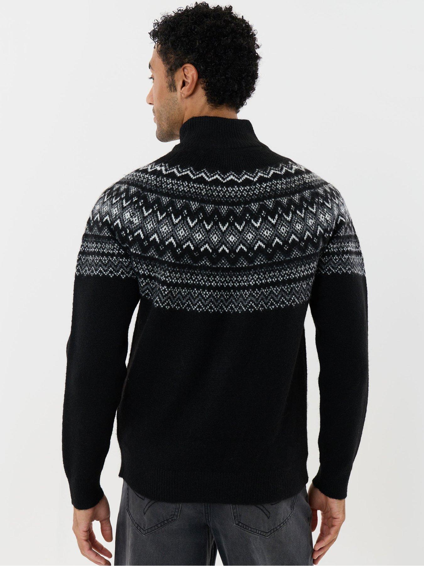 Image 2 of 6 of Threadbare Curved Fairisle Christmas Jumper In Black