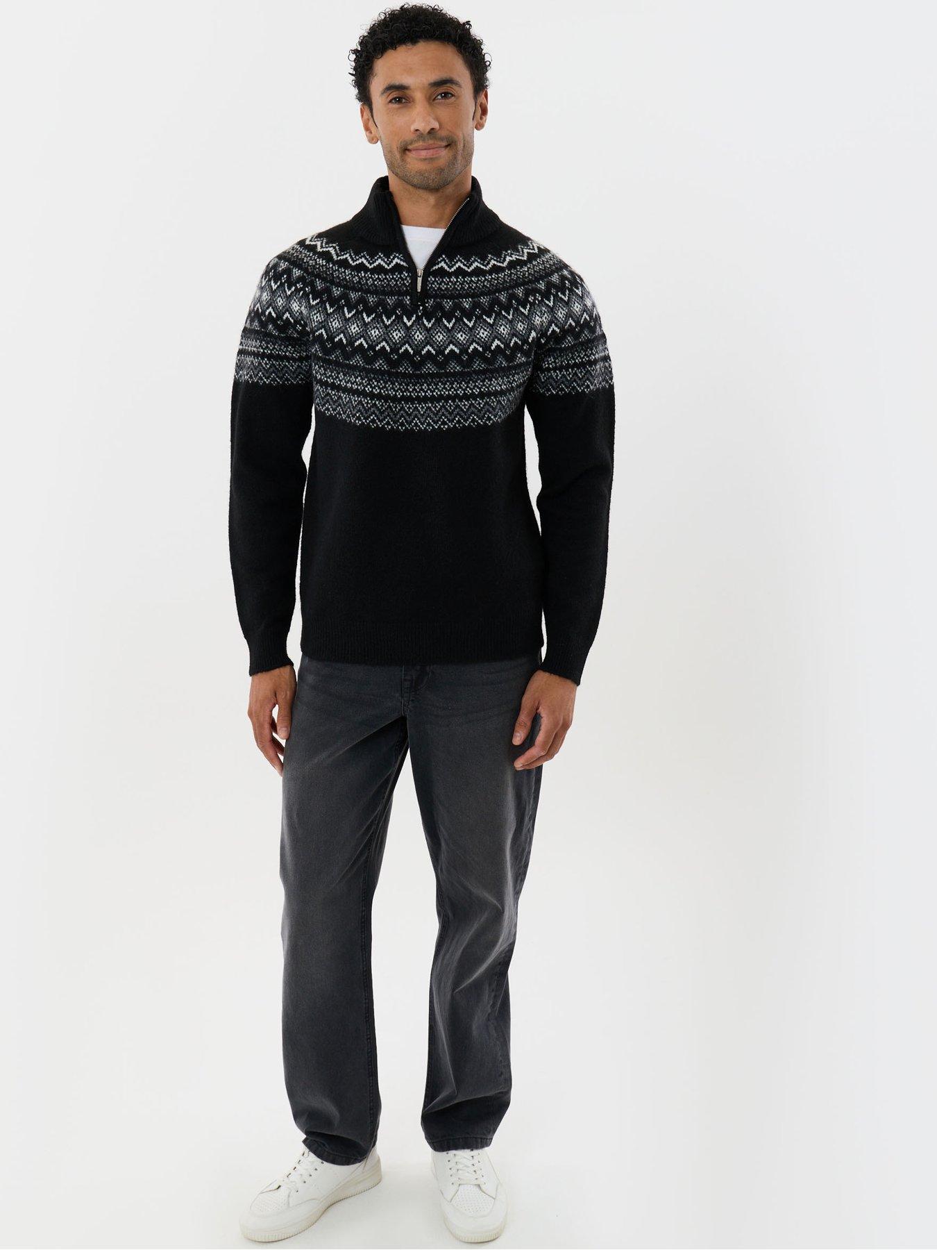 Image 3 of 6 of Threadbare Curved Fairisle Christmas Jumper In Black