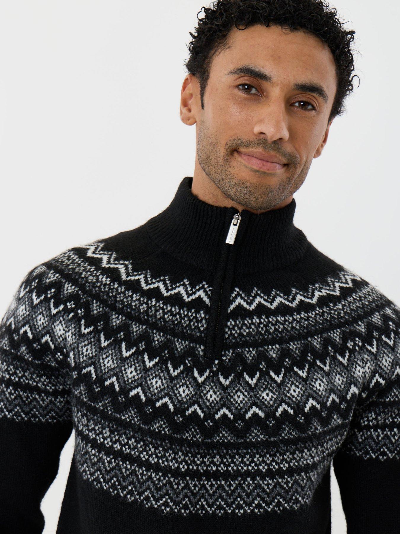 Image 4 of 6 of Threadbare Curved Fairisle Christmas Jumper In Black
