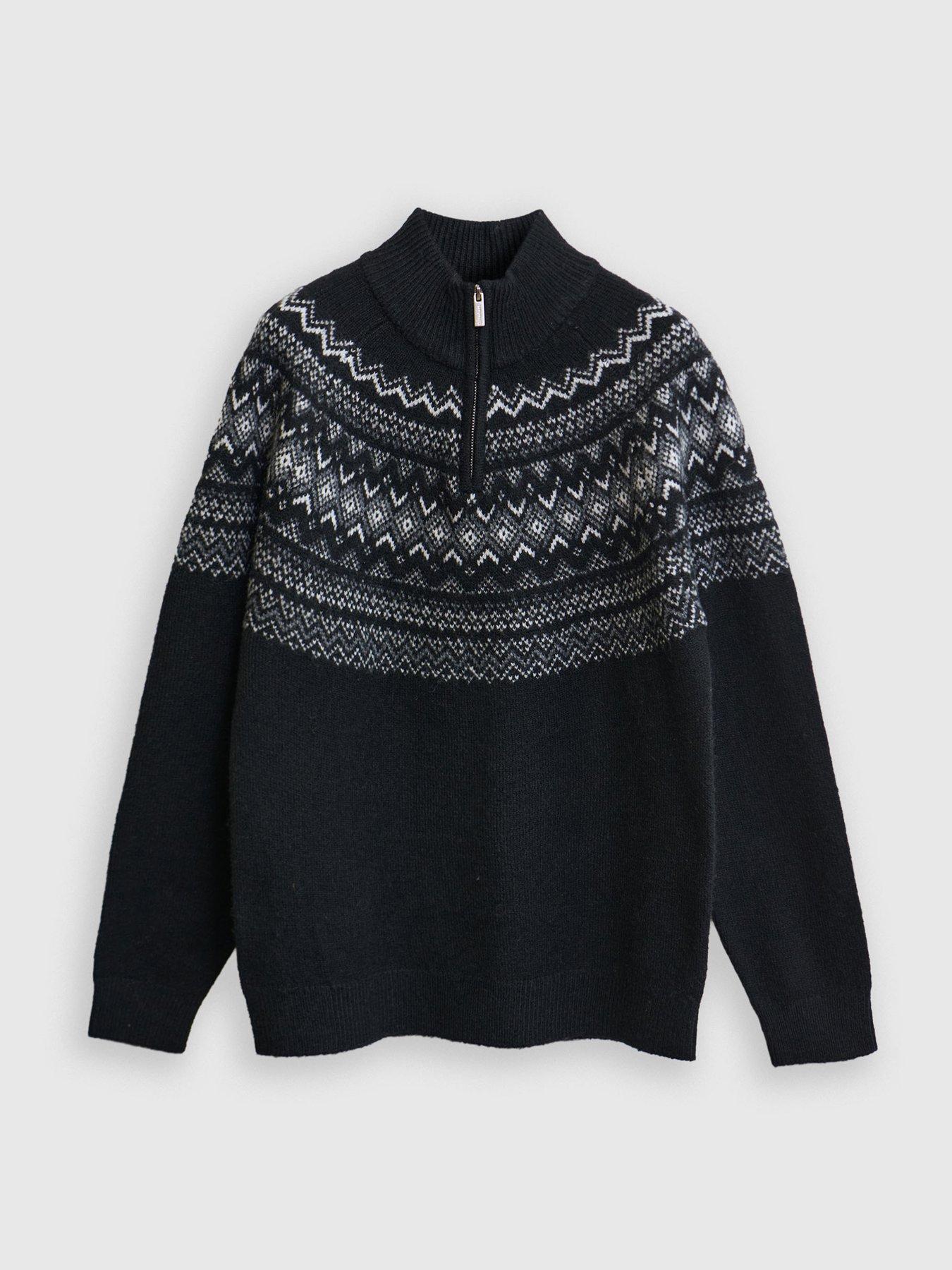 Image 6 of 6 of Threadbare Curved Fairisle Christmas Jumper In Black