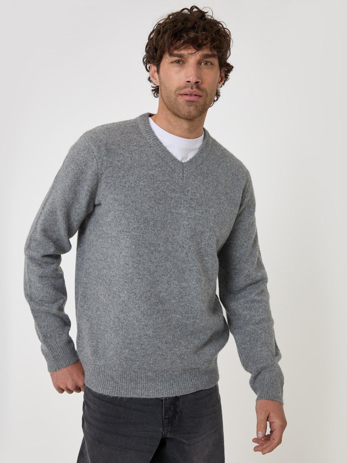 Image 1 of 4 of Threadbare Soft V Neck Jumper In Grey Marl