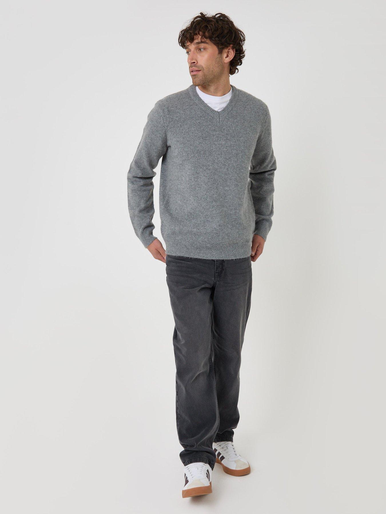 Image 3 of 4 of Threadbare Soft V Neck Jumper In Grey Marl