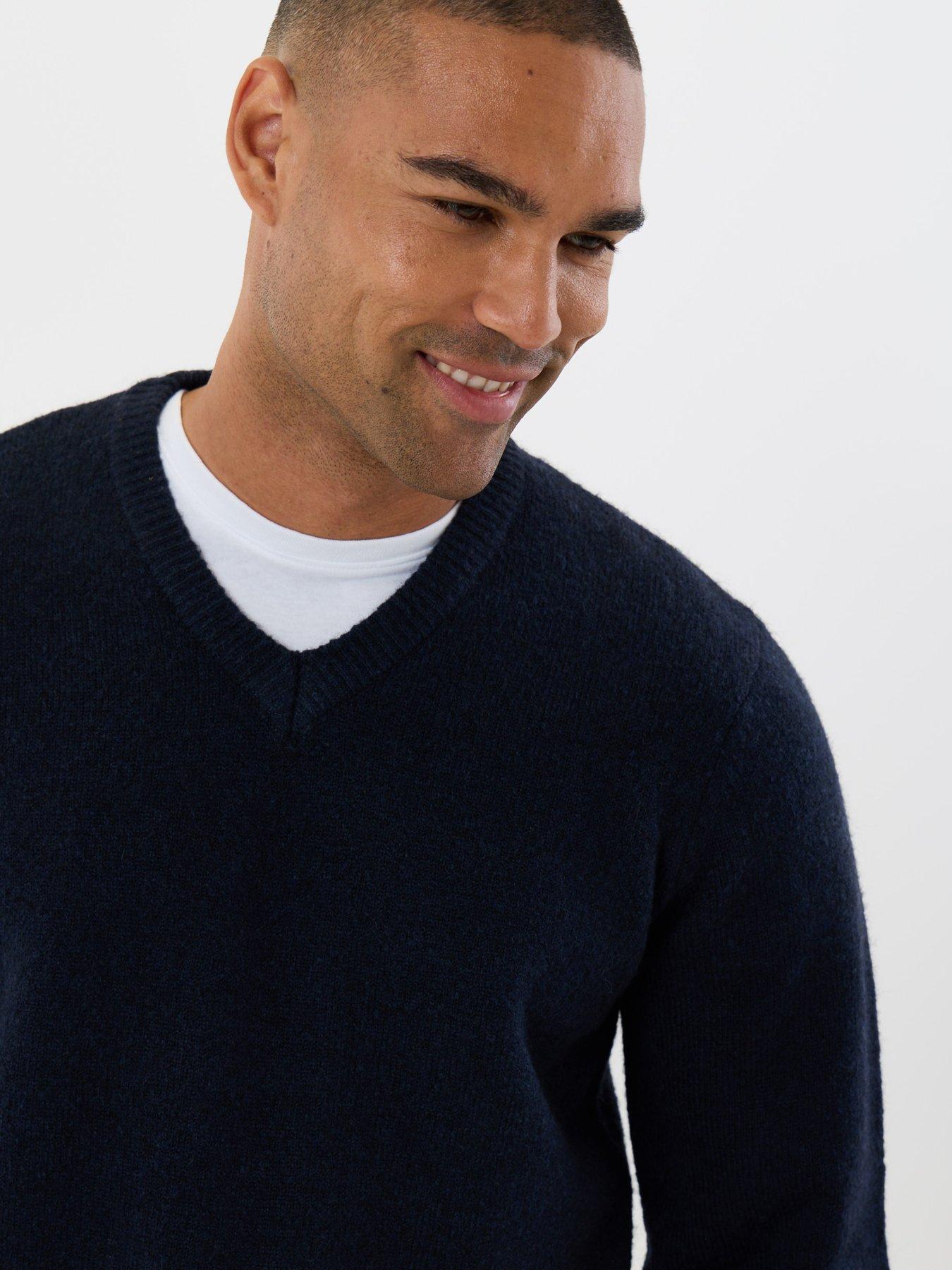 Image 4 of 5 of Threadbare Mens Jumper V-neck Sterling - Navy 5