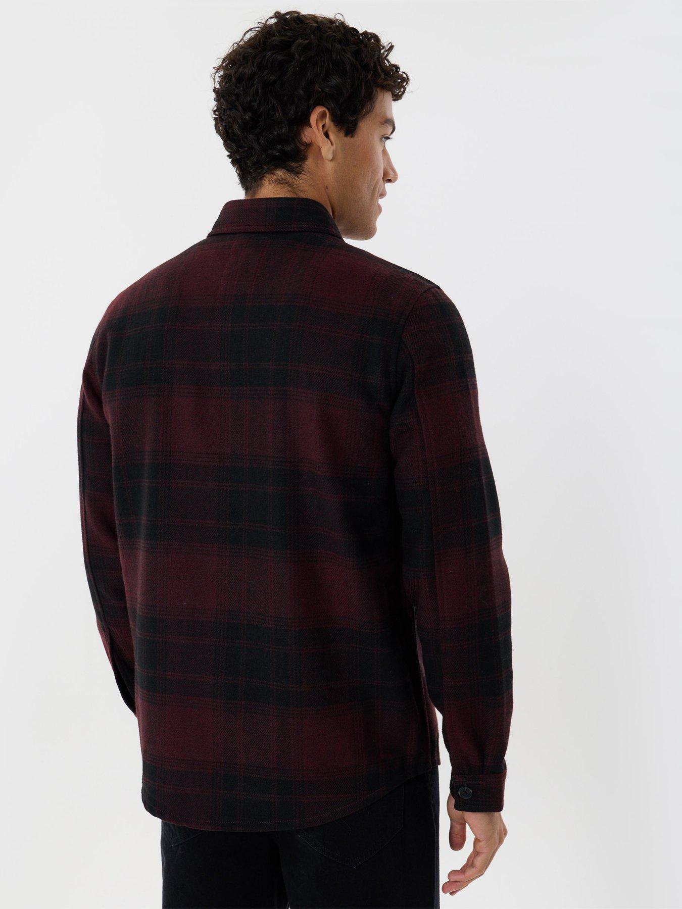 Image 2 of 6 of Threadbare Mens Lightweight Check Shacket With Pockets - Red
