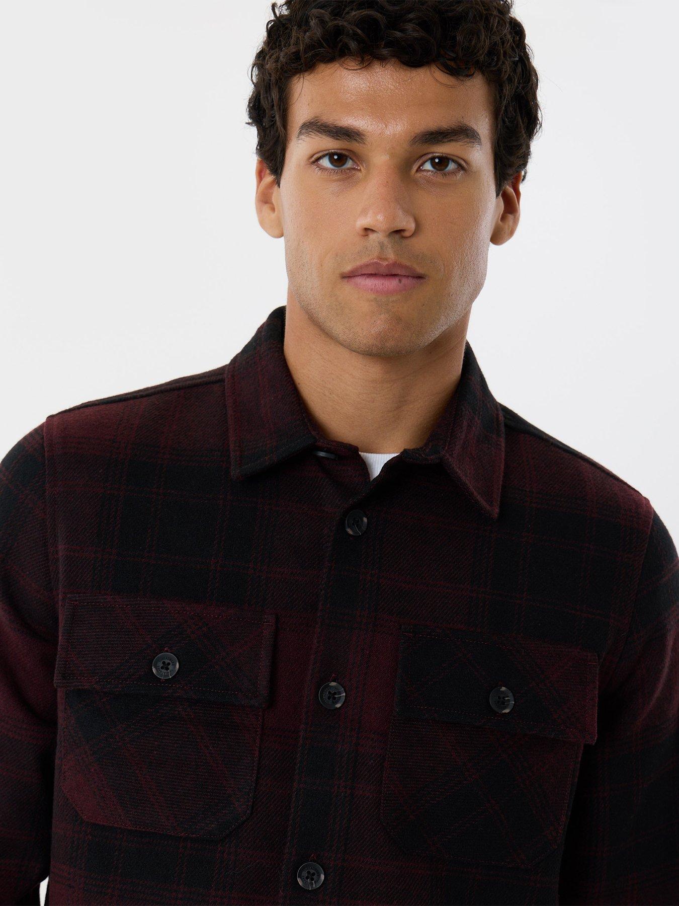 Image 4 of 6 of Threadbare Mens Lightweight Check Shacket With Pockets - Red