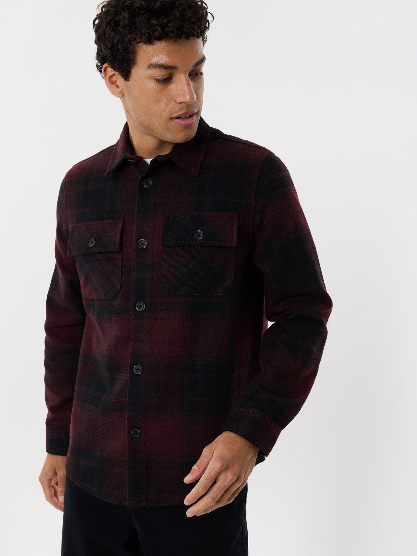 Image 5 of 6 of Threadbare Mens Lightweight Check Shacket With Pockets - Red