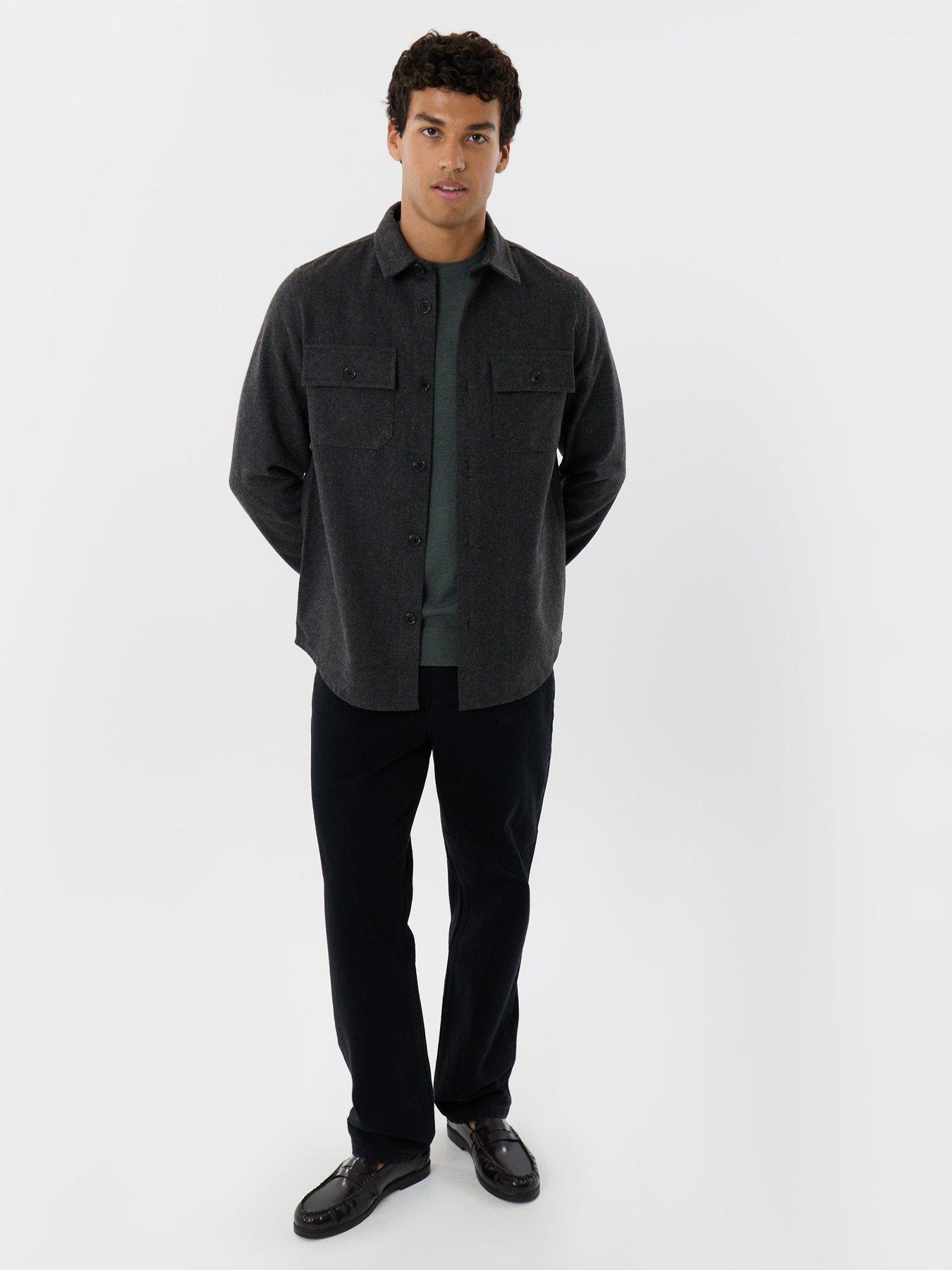 Image 3 of 5 of Threadbare Mens Herringbone Button-Through Shacket - Black