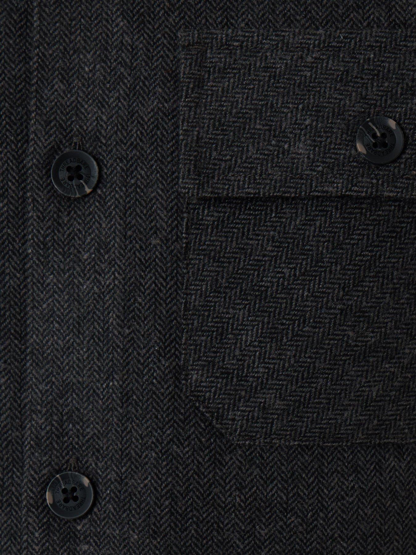 Image 5 of 5 of Threadbare Mens Herringbone Button-Through Shacket - Black