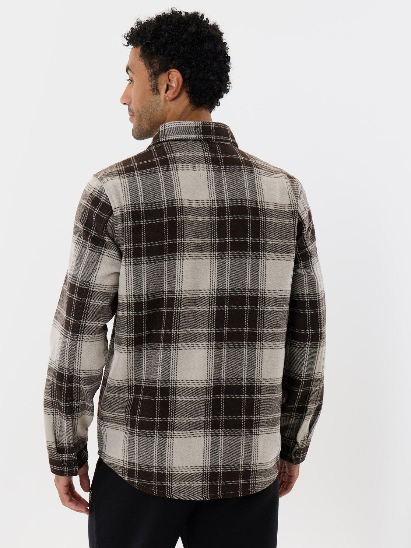 Image 2 of 5 of Threadbare Mens Lightweight Brushed Check Shacket - Brown