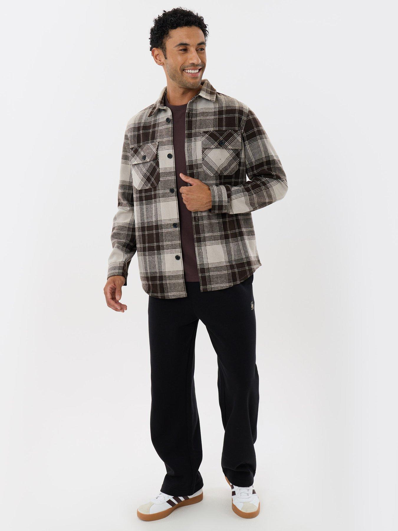 Image 3 of 5 of Threadbare Mens Lightweight Brushed Check Shacket - Brown