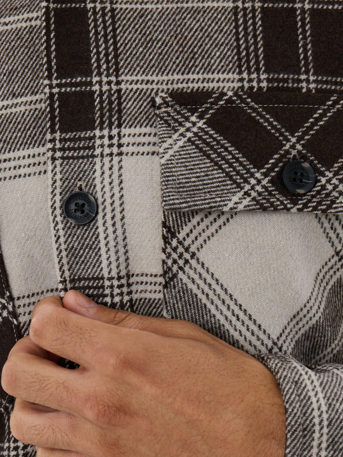 Image 5 of 5 of Threadbare Mens Lightweight Brushed Check Shacket - Brown