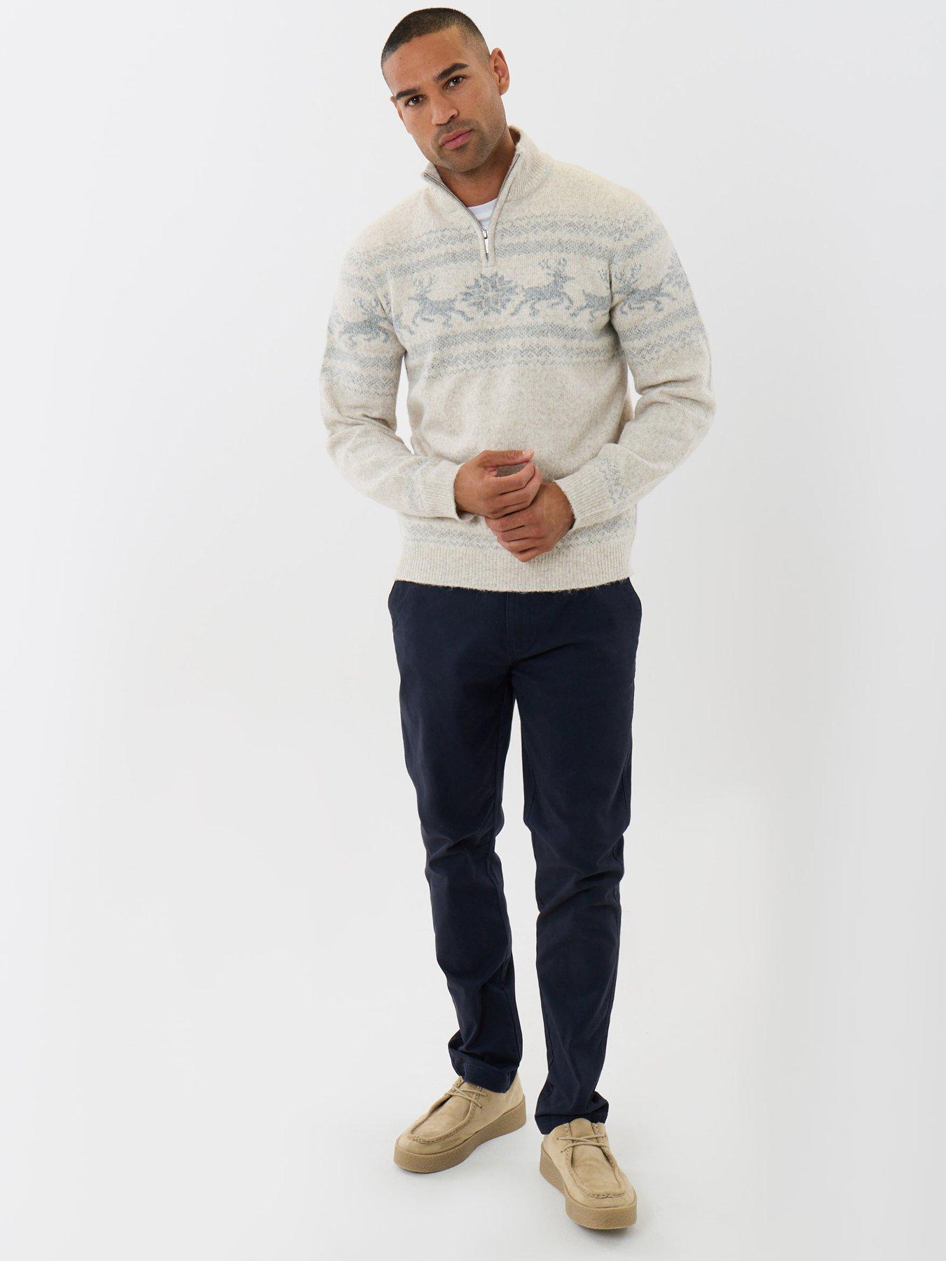 Image 3 of 5 of Threadbare Reindeer Fairisle Christmas Jumper In Ecru