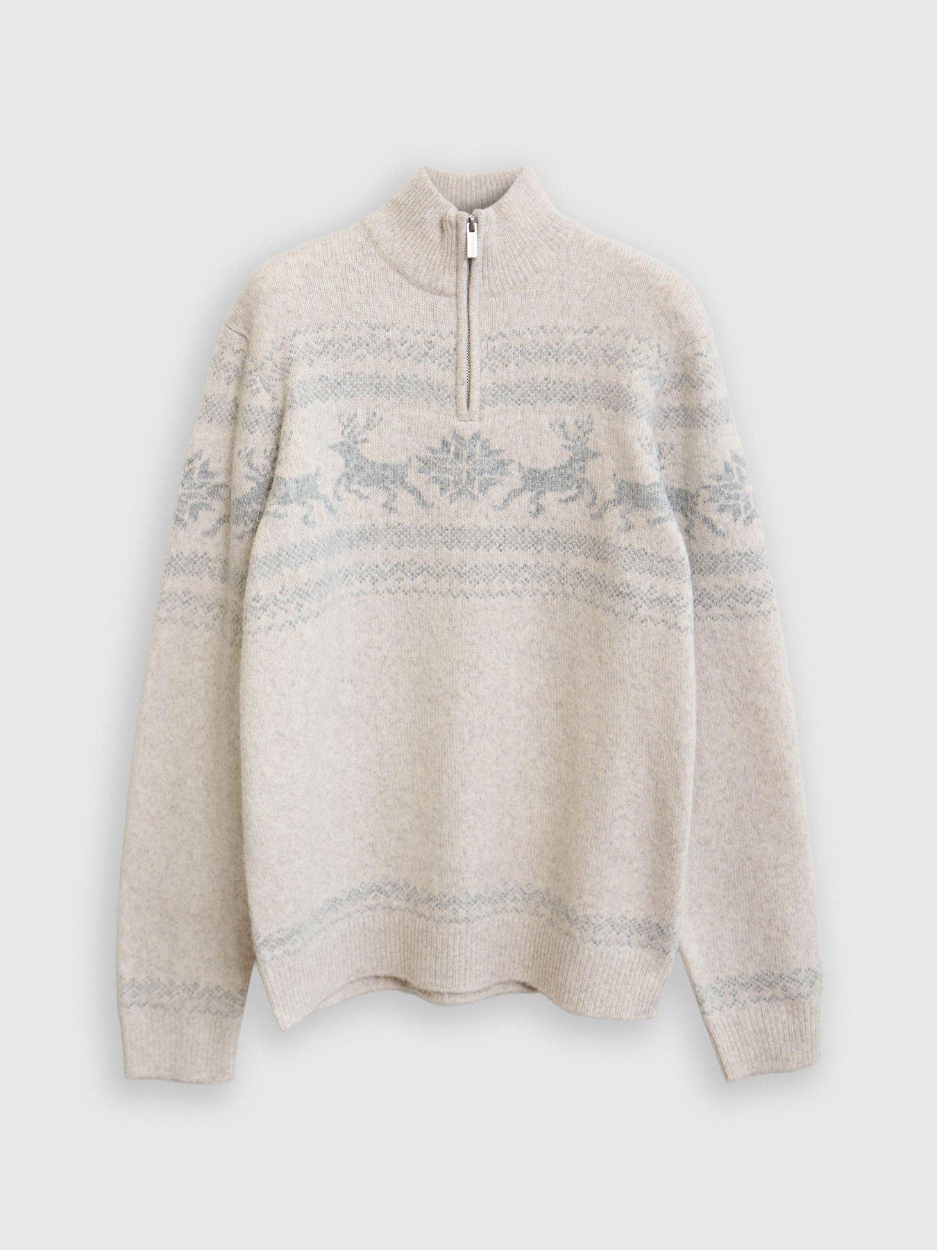 Image 5 of 5 of Threadbare Reindeer Fairisle Christmas Jumper In Ecru