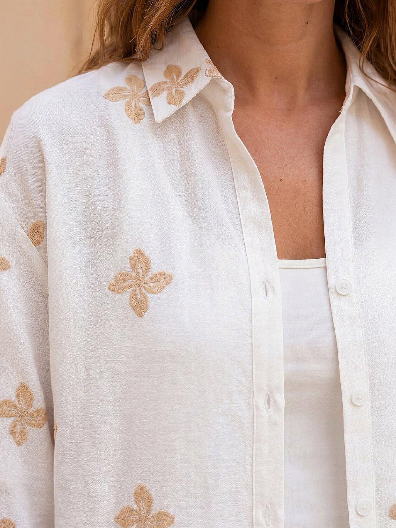 Image 2 of 4 of Roman Floral Embroidered Shirt