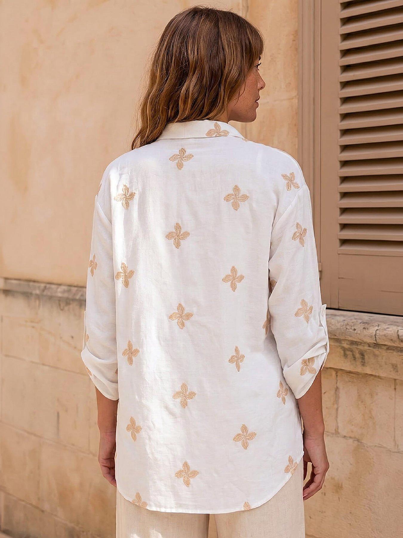 Image 3 of 4 of Roman Floral Embroidered Shirt
