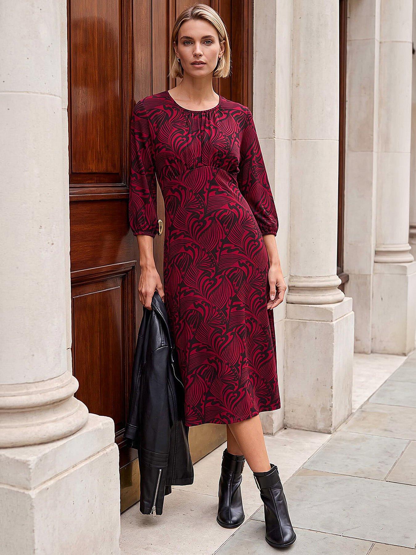 Roman Petite Abstract Swirl Midi Dress