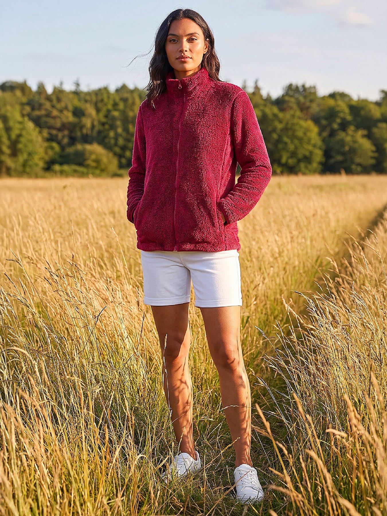 Roman Women's Burgundy Sherpa Fleece Jacket Medium - Image 3