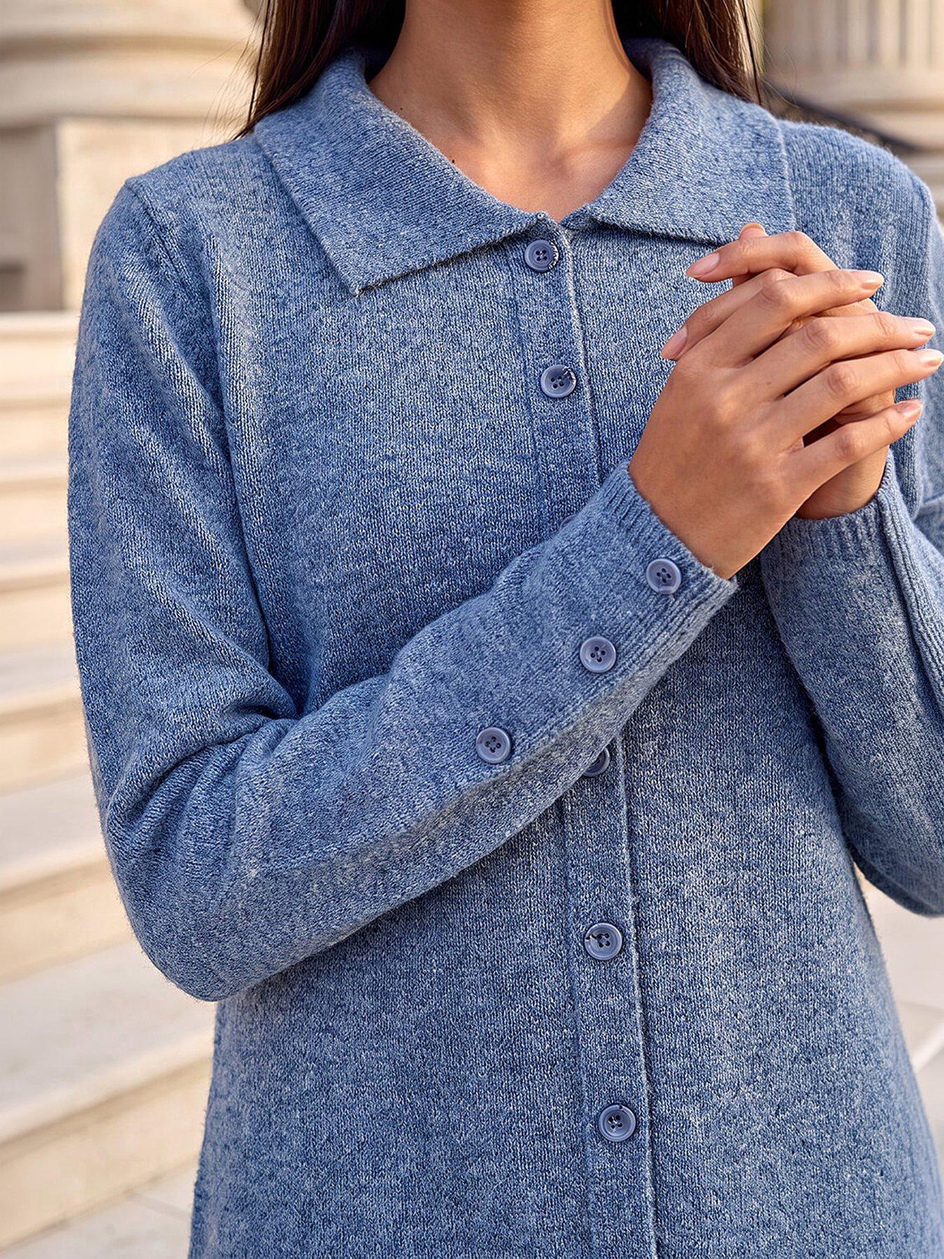 Image 4 of 4 of Roman Petite Collared Knit Shift Dress