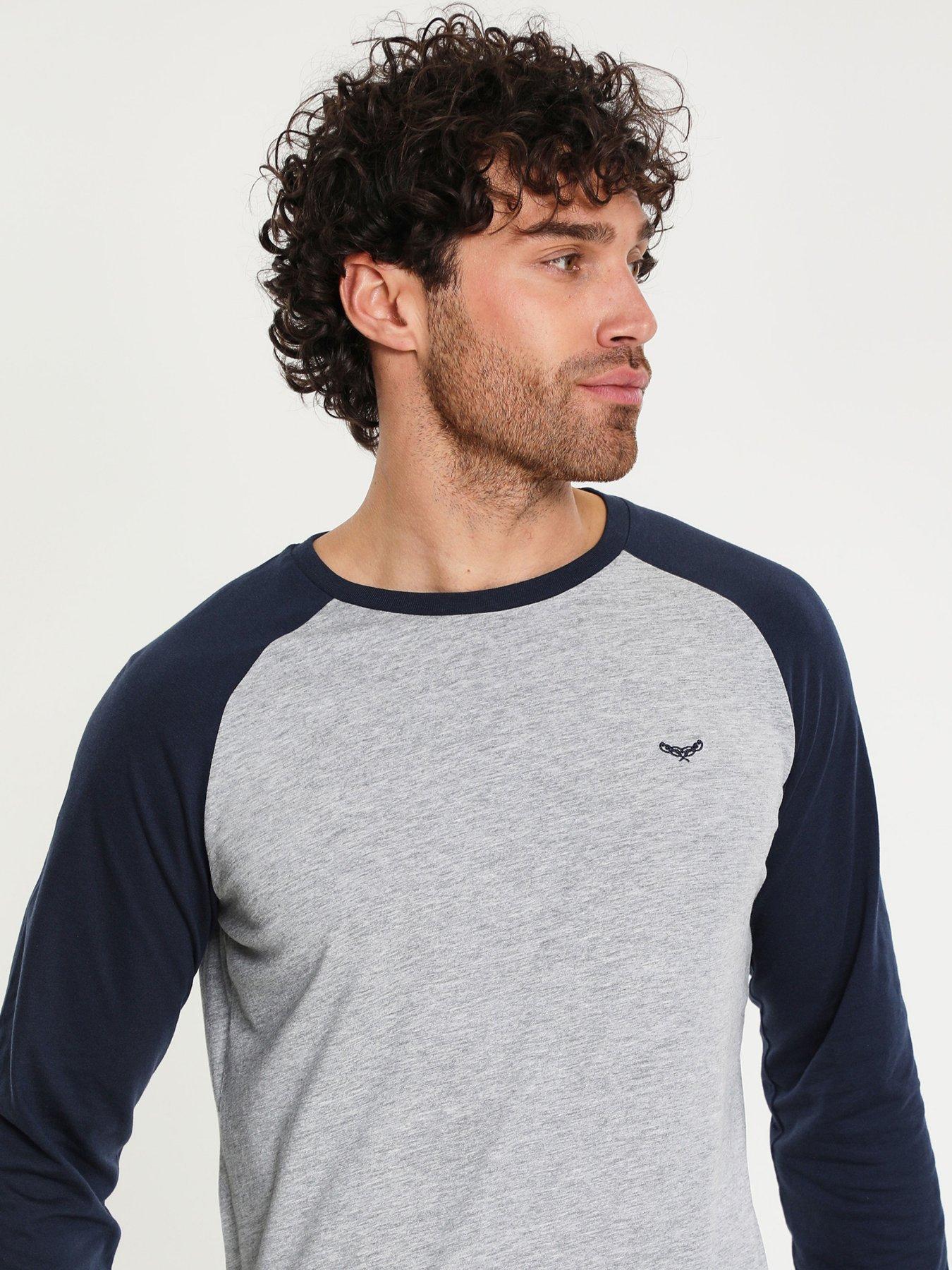 Image 4 of 4 of Threadbare Long Sleeve Raglan Top & Cuffed Bottoms Lounge Set In Navy