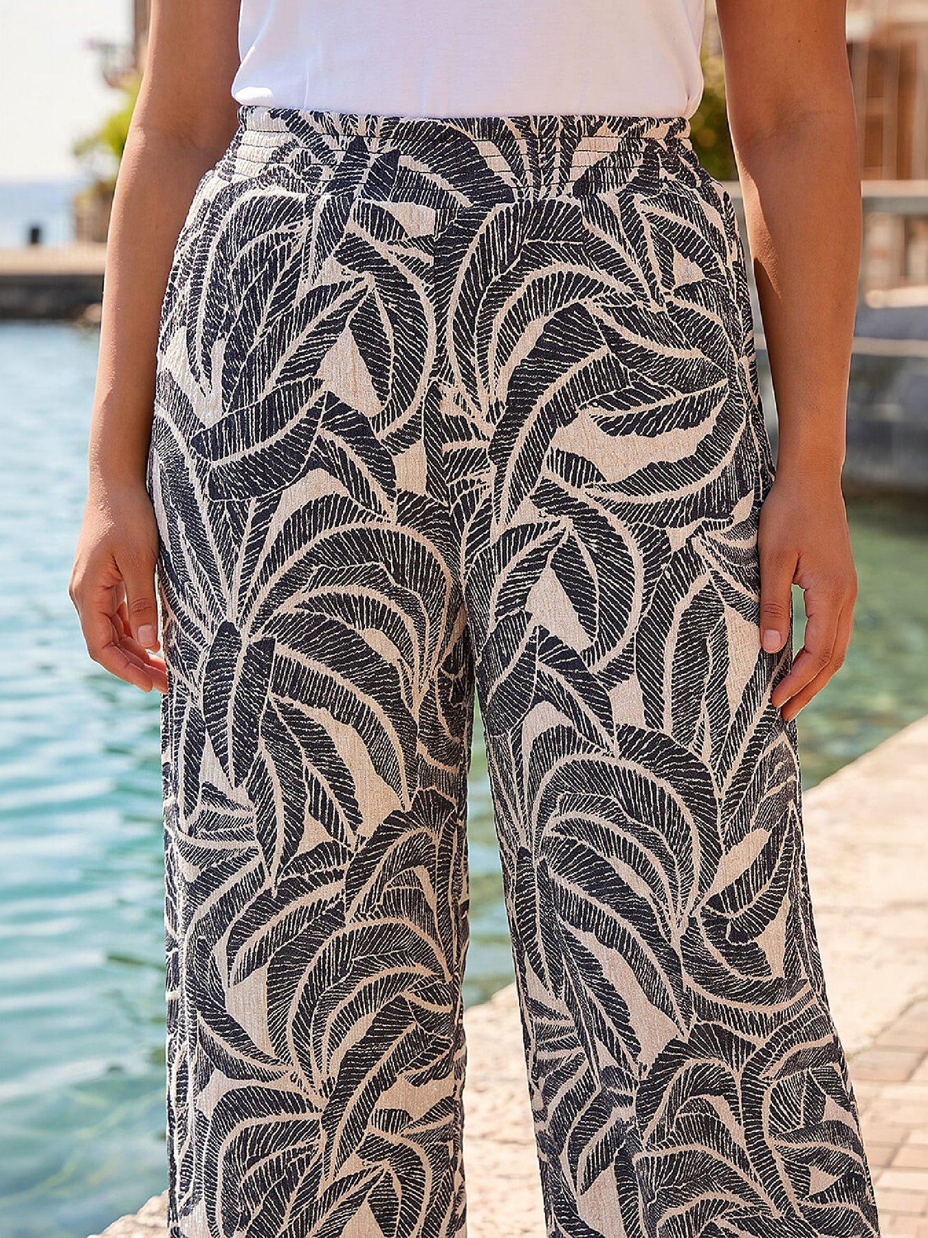 Image 4 of 4 of Roman Curve Textured Print Wide Leg Trousers