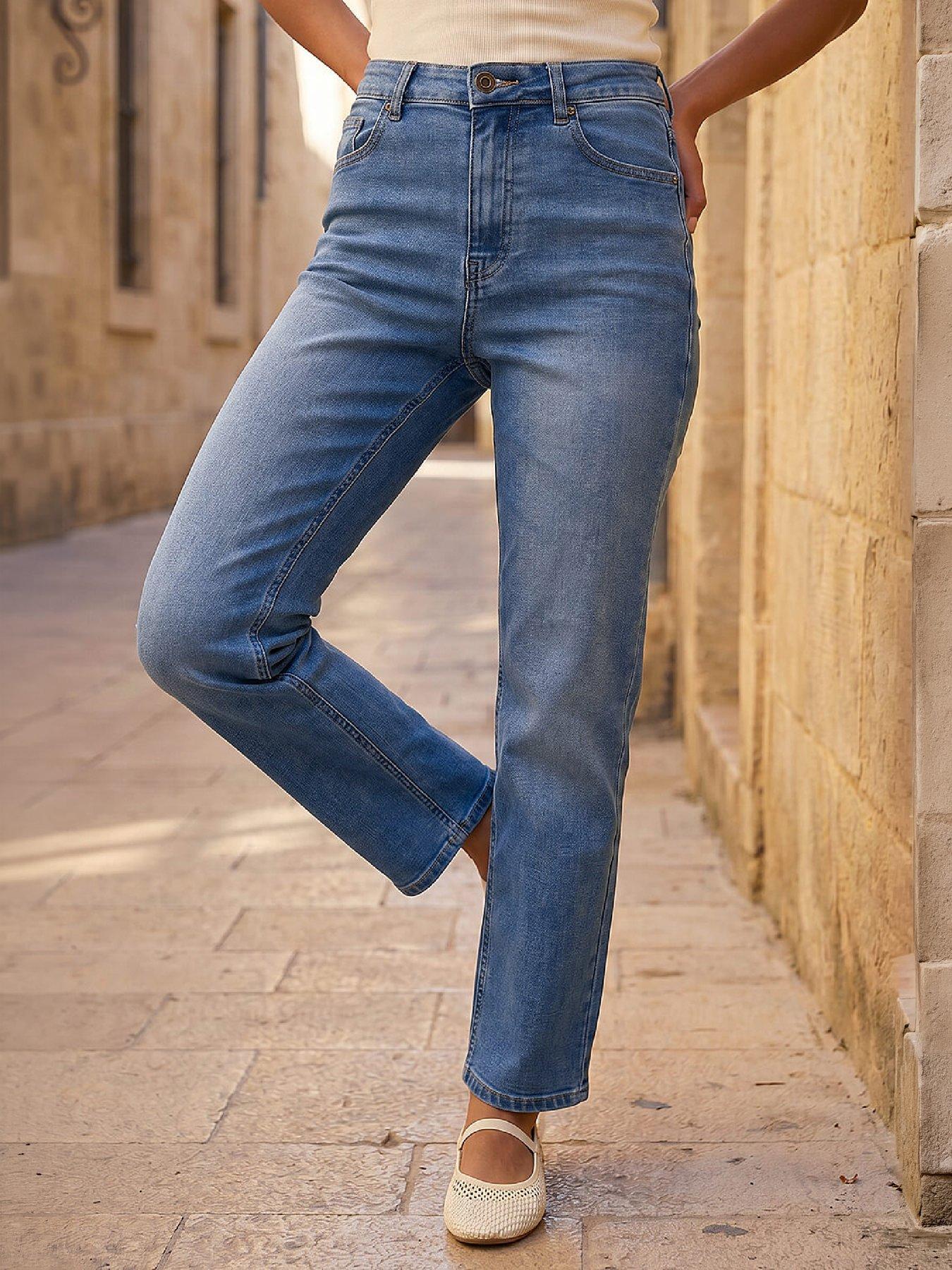 Roman Straight Leg Stretch Jeans, Blue, Size 16, Women