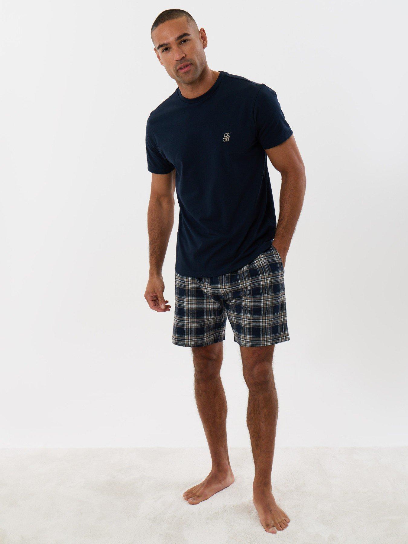 Image 3 of 4 of Threadbare Mens Cotton-Rich Check Pyjama Set - Navy