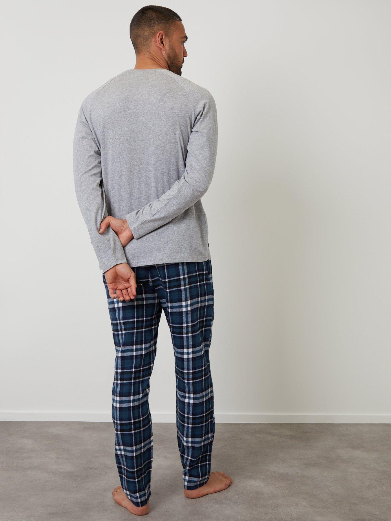 Image 2 of 4 of Threadbare Mens Long Sleeve Cotton-Rich Check Pyjama Set - Grey