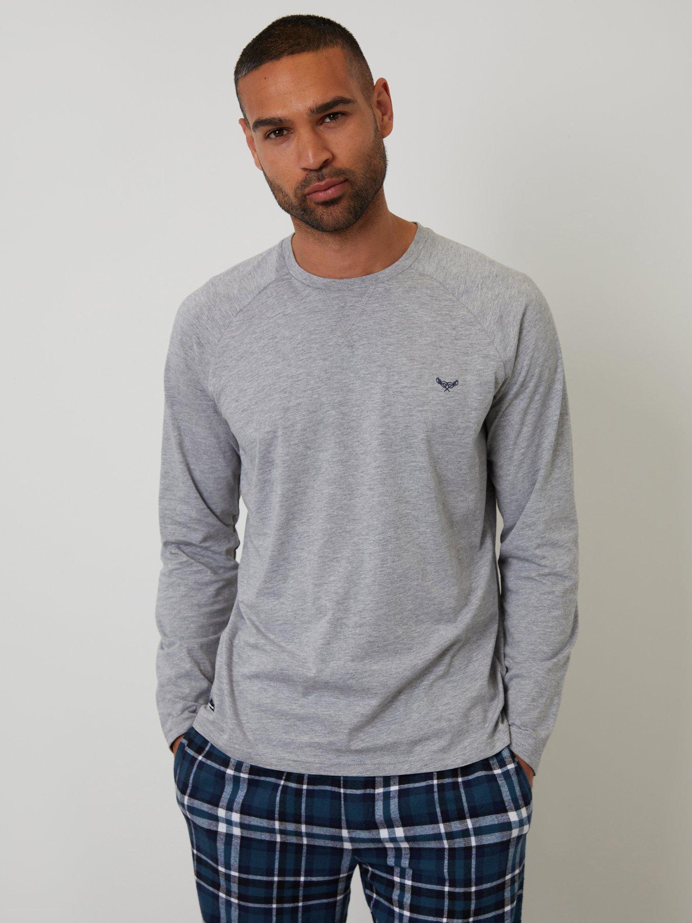Image 3 of 4 of Threadbare Mens Long Sleeve Cotton-Rich Check Pyjama Set - Grey