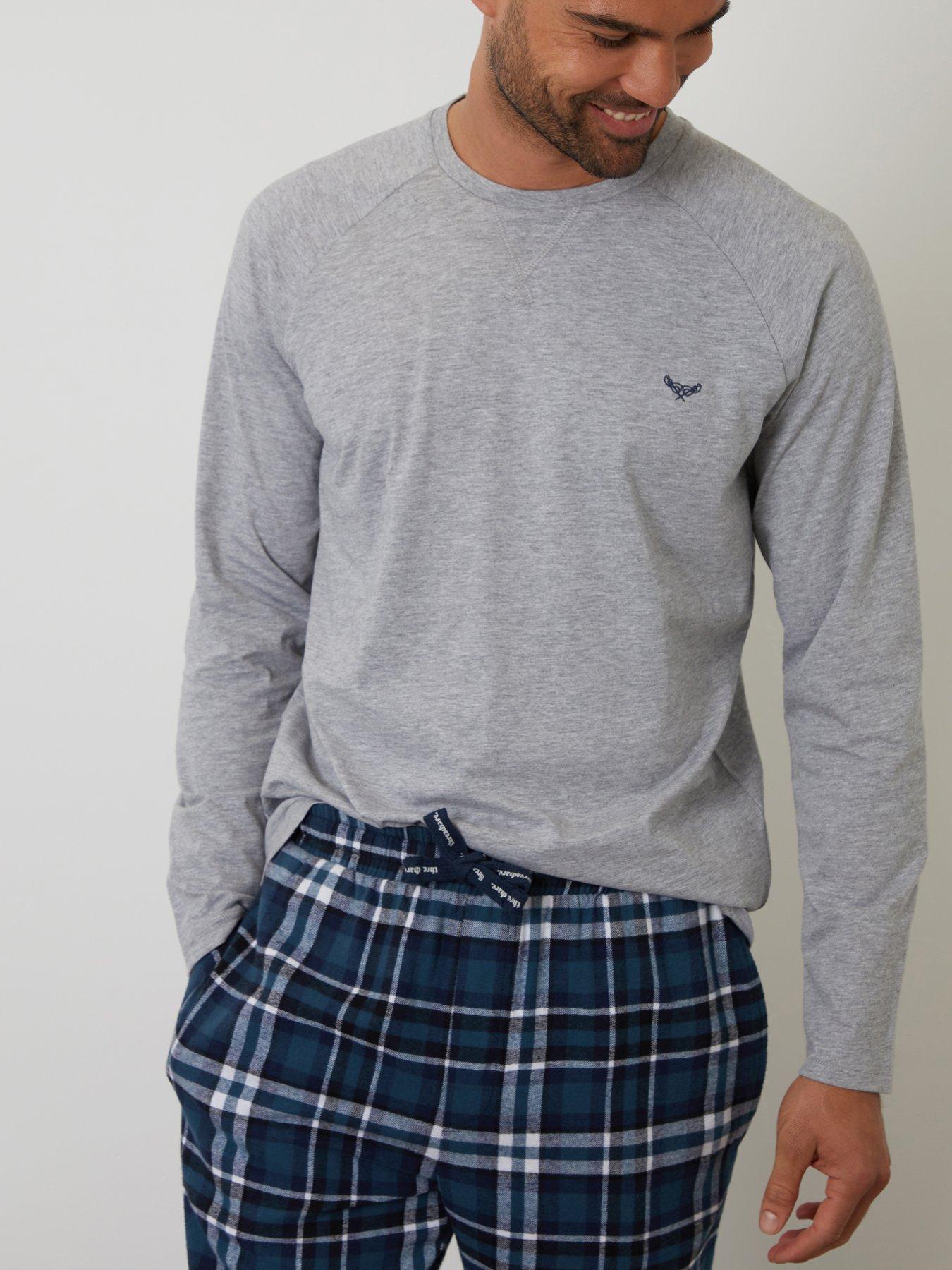 Image 4 of 4 of Threadbare Mens Long Sleeve Cotton-Rich Check Pyjama Set - Grey