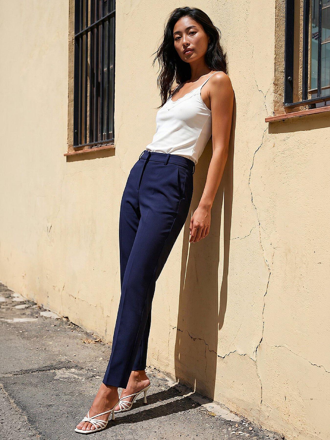 Roman Petite Women's Navy Short Slim Leg Trouser Size 18 - Image 2