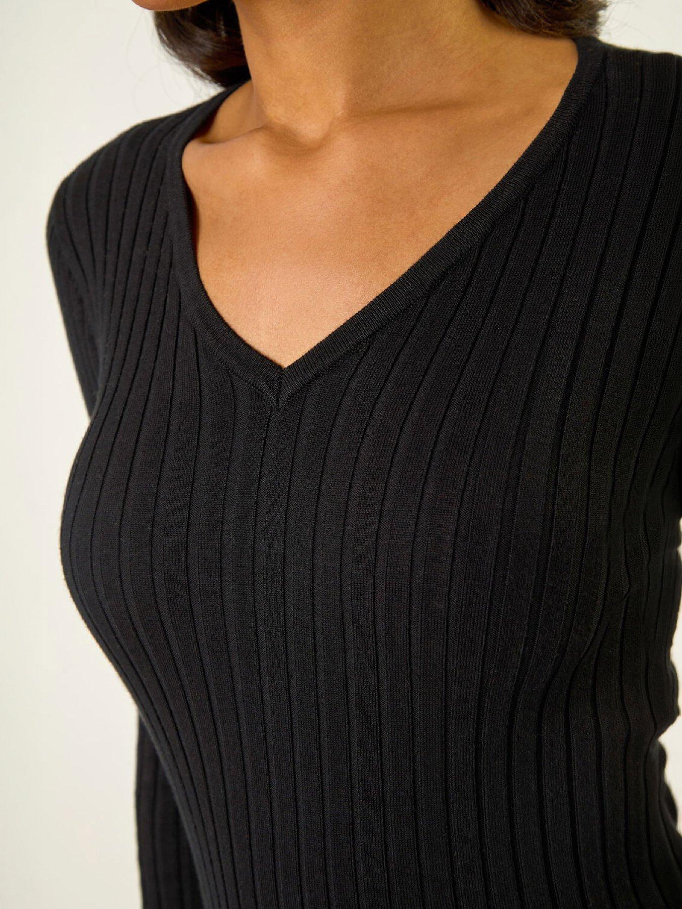 Image 3 of 4 of Roman V-neck Ribbed Knit Jumper