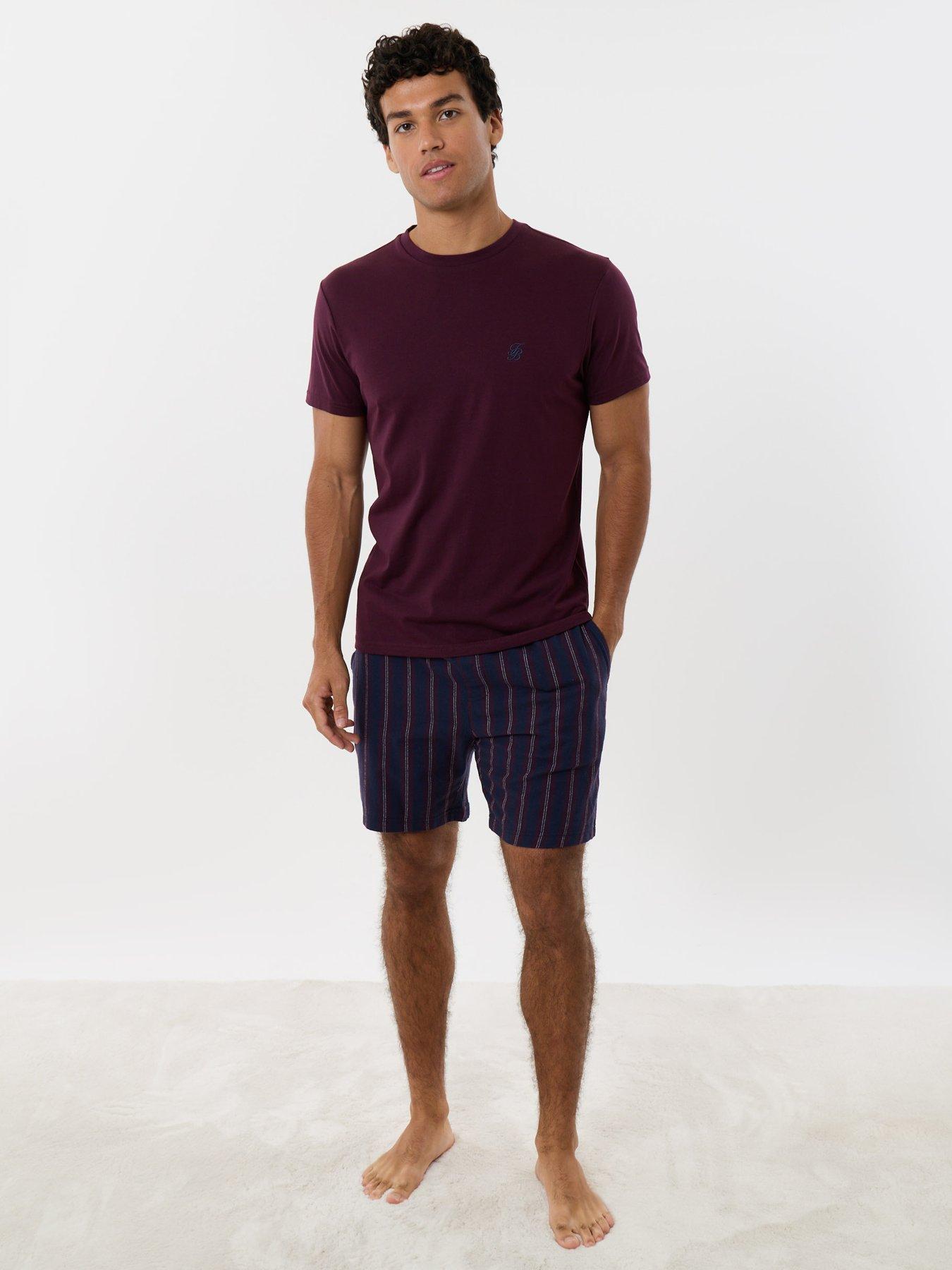 Image 3 of 4 of Threadbare Cotton Rich T-shirt And Short Pyjama Set In Burgundy Stripe