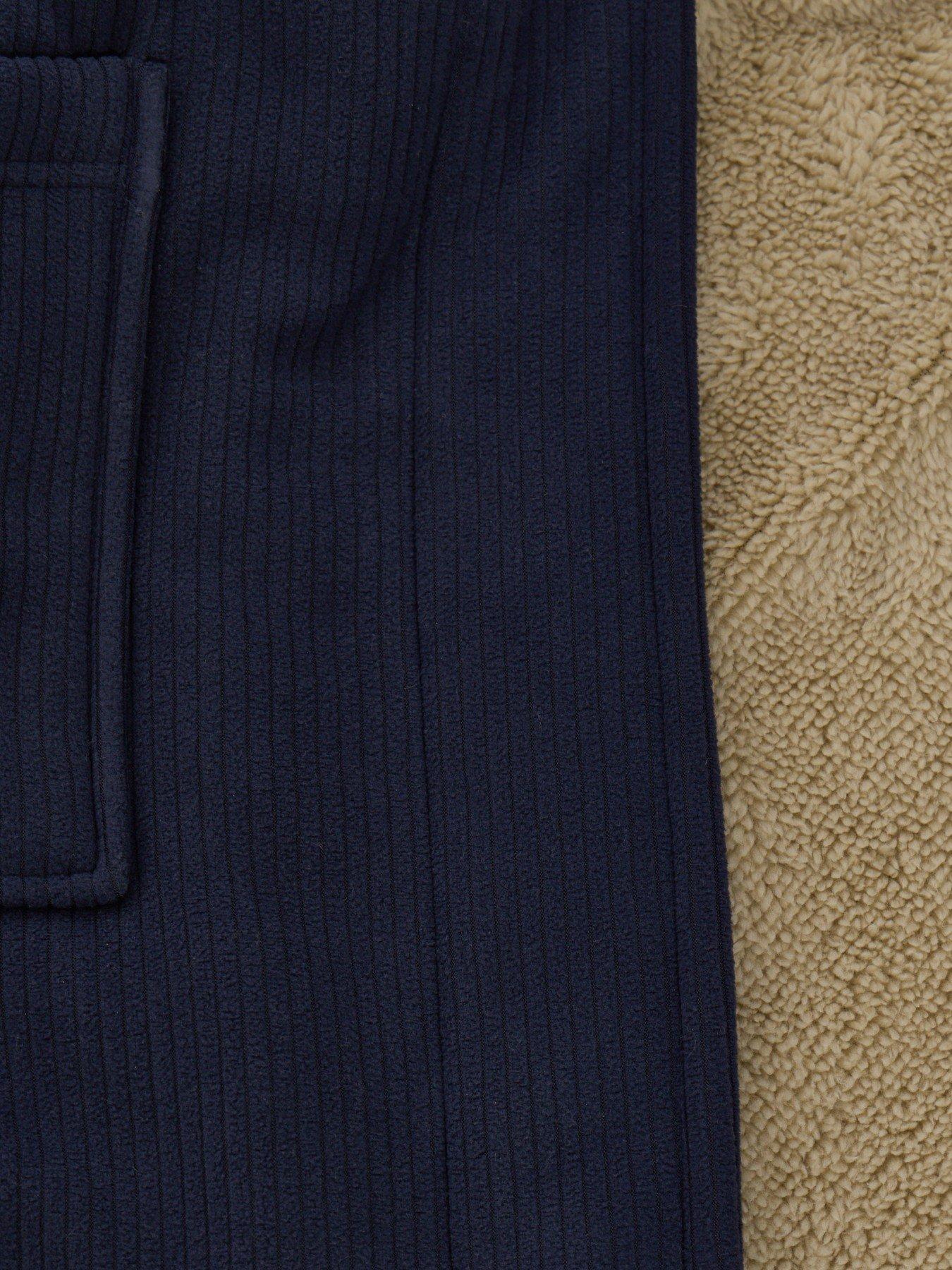 Image 5 of 5 of Threadbare Mens Borg Lined Tie Waist Dressing Gown - Navy