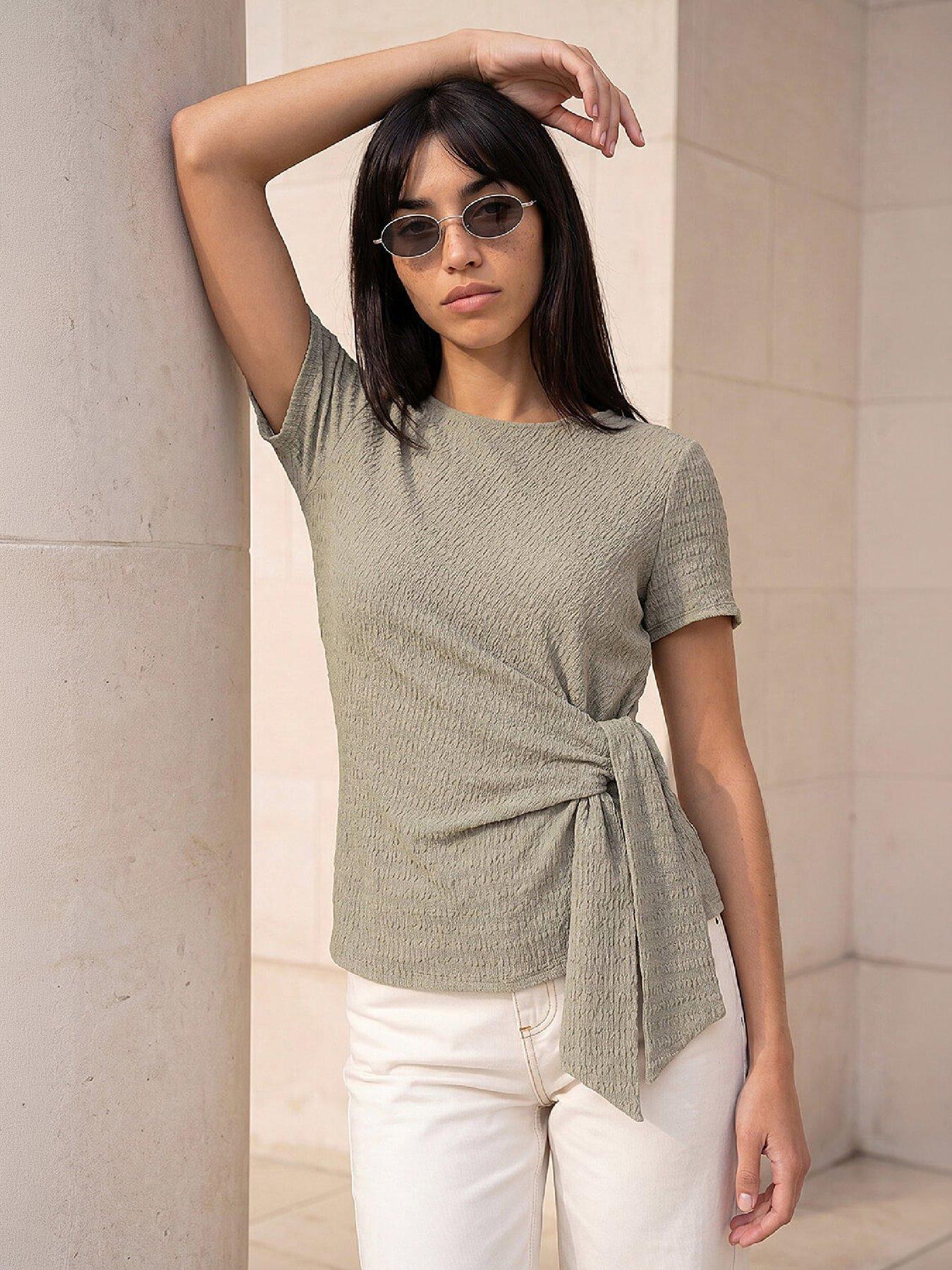 Roman Petite Textured Top, Green, Size 8, Women