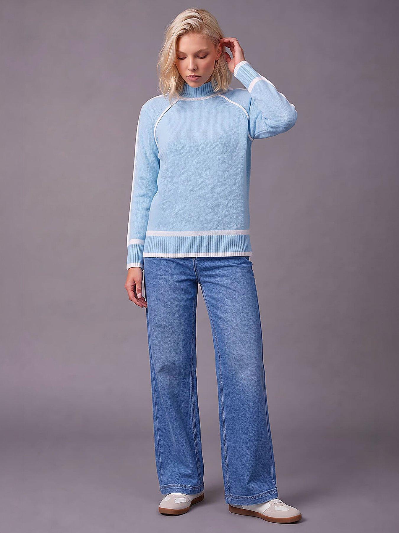 Roman Petite Contrast Ribbed Knit Jumper