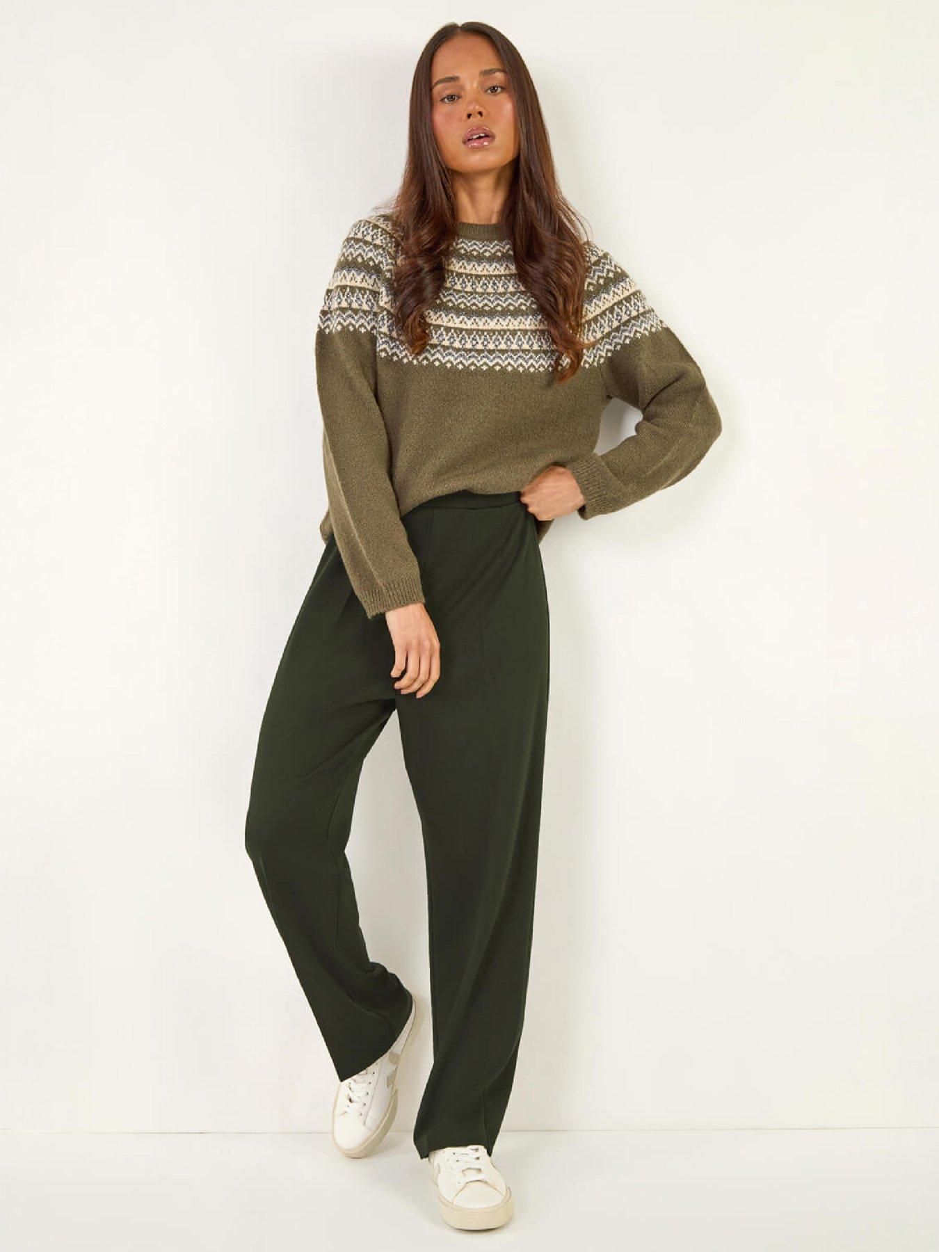 Roman Petite Straight Leg Ponte Stretch Trouser, Green, Size 8, Women