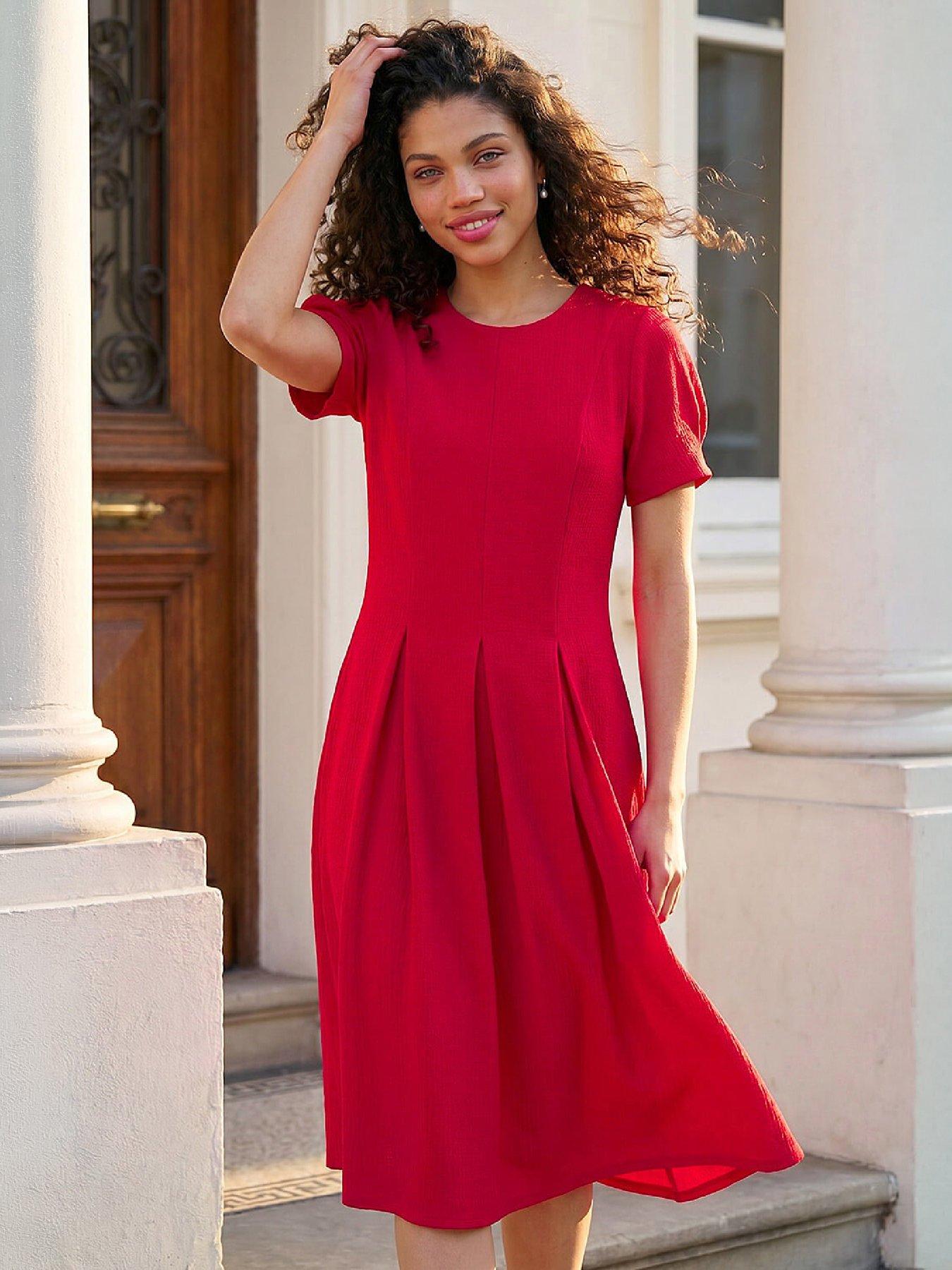 Image 1 of 4 of Roman Petite Textured Midi Dress
