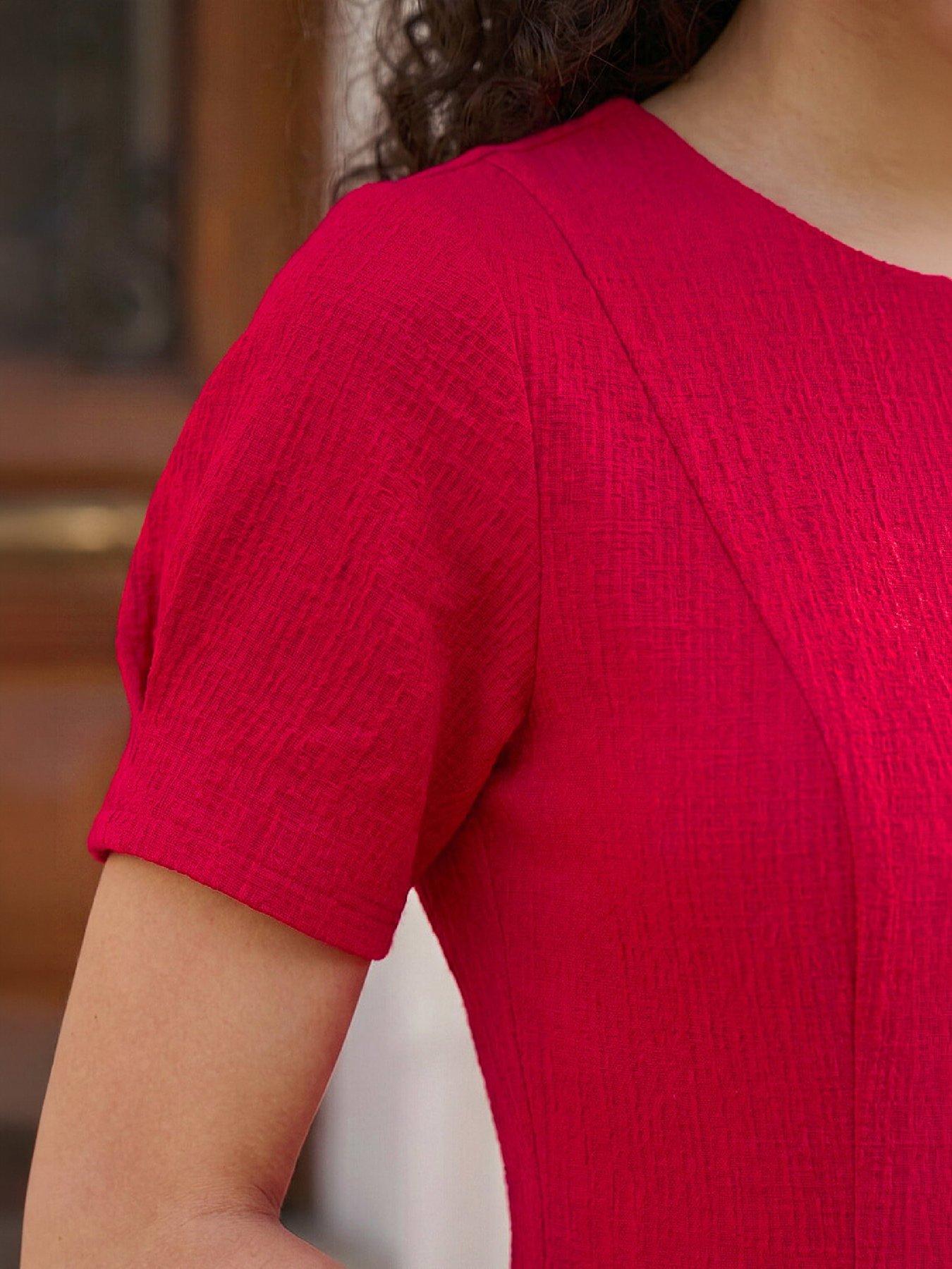 Image 2 of 4 of Roman Petite Textured Midi Dress