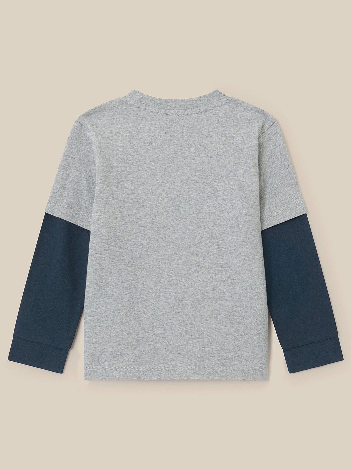Image 2 of 3 of Monsoon Boys Christmas Train Layered-Look Long Sleeve Top - Grey