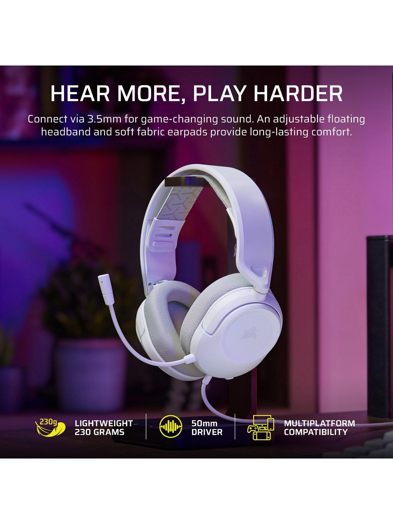 Image 2 of 6 of CORSAIR HS35 v3 Stereo Wired Headset, White,  Playstation Packaging
