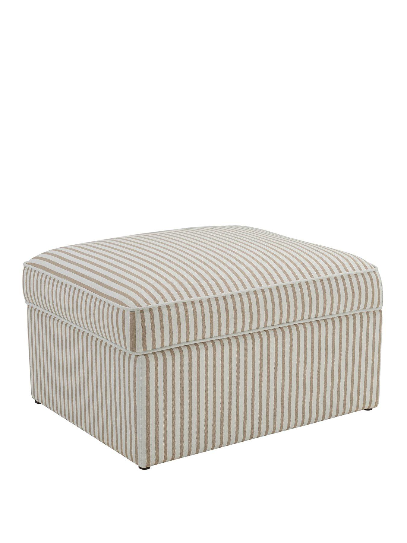Image 2 of 4 of Dusk Soho Ottoman Storage Pouffe - Sand Stripe